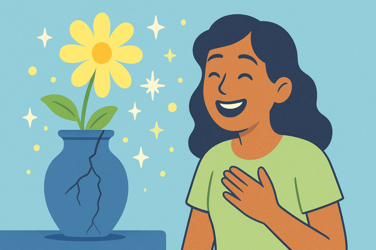 A heartwarming image showing beauty and joy coexisting with imperfection 