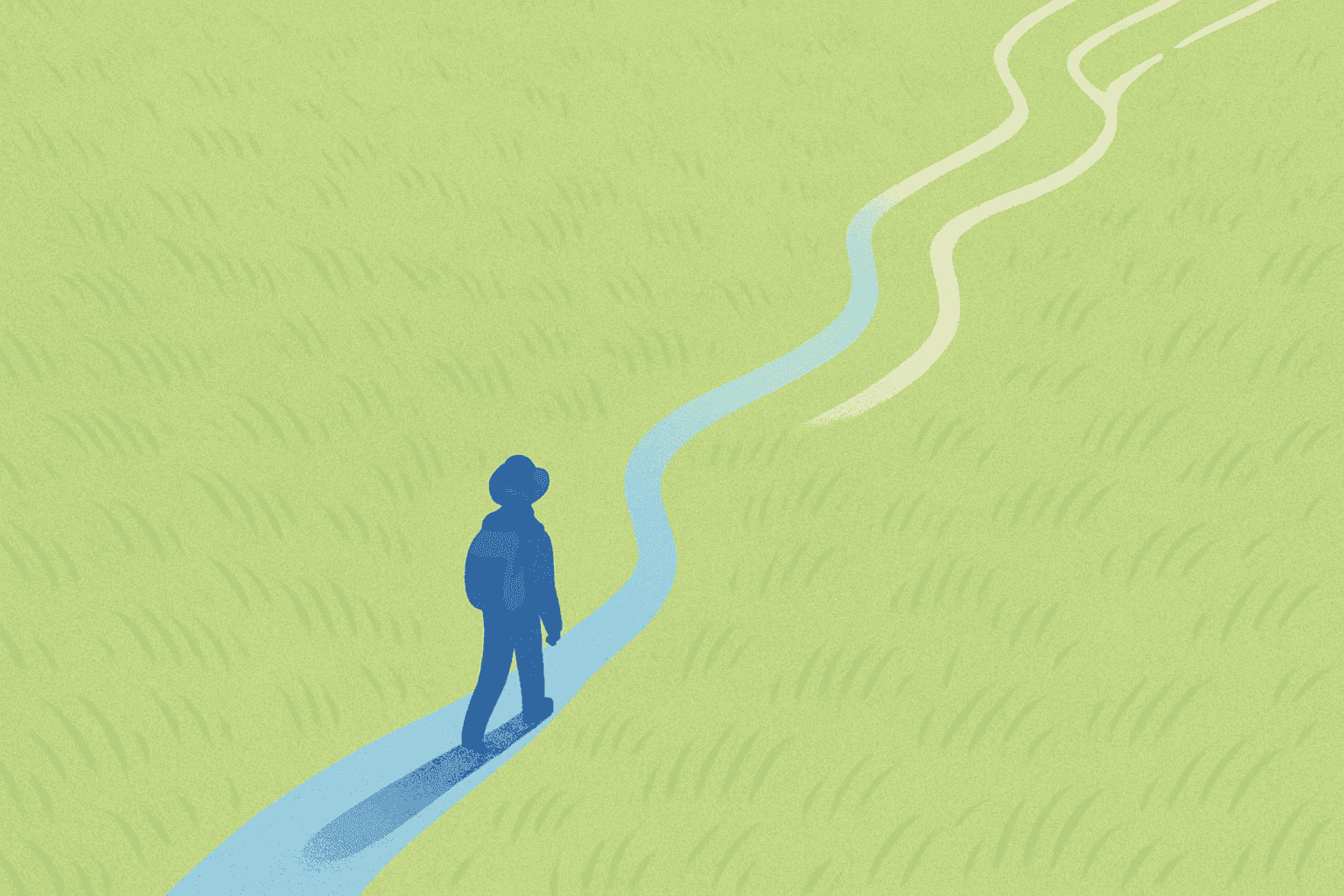 Image of a person forging their own path forward in a field