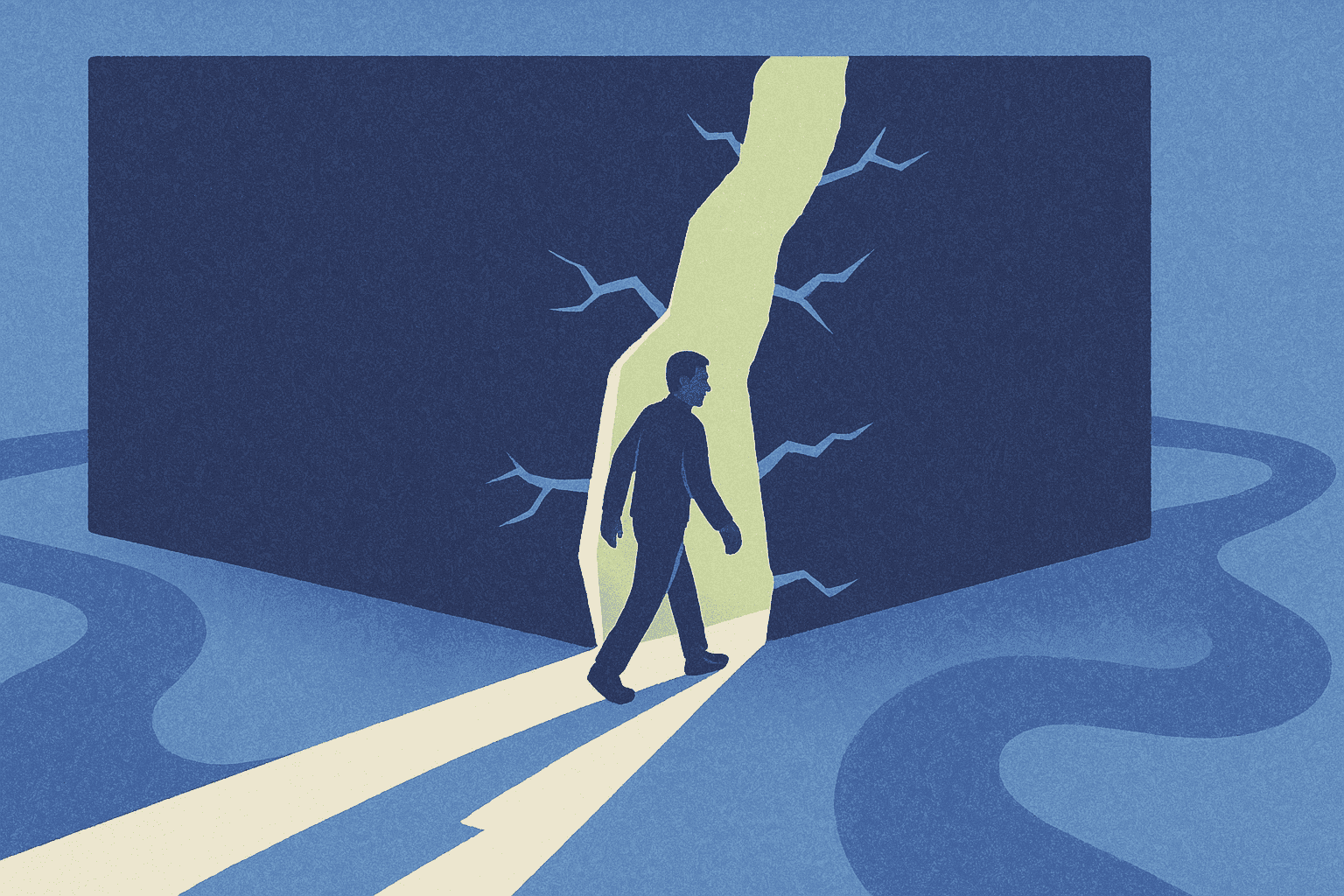  An image showing a person deliberately walking through a challenging obstacle