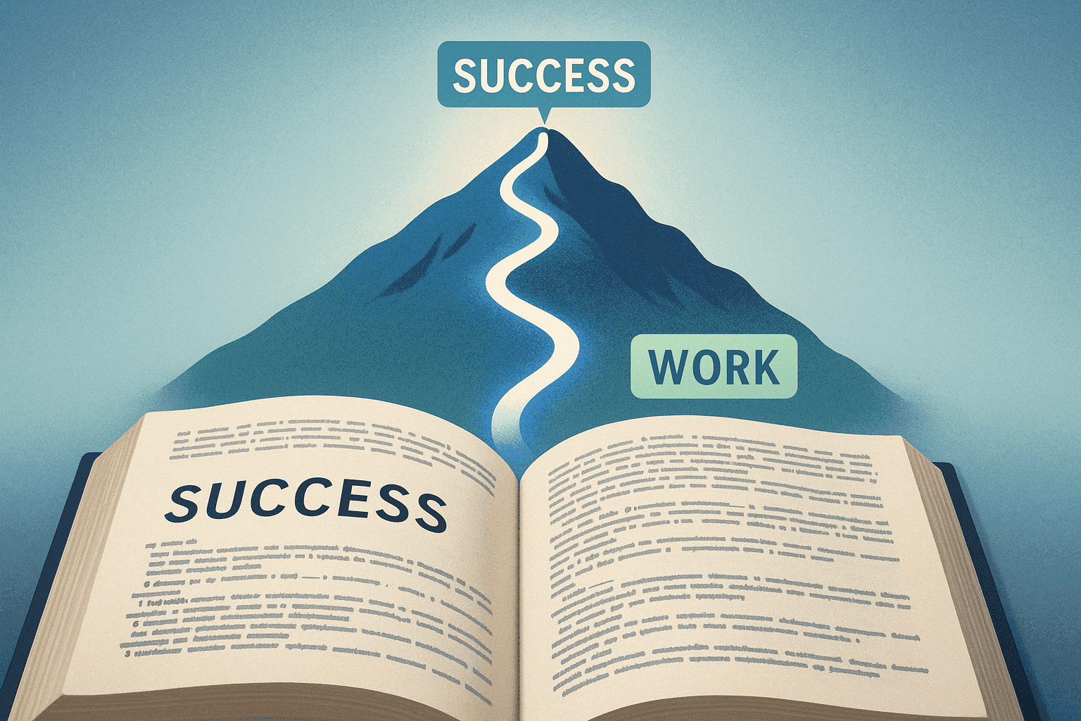 A path to success originating out of a dictionary turned to the page for Work